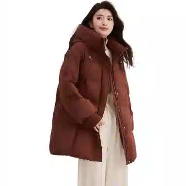 鸭鸭 连帽拉链休闲羽绒服 女