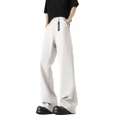 大卫贝肯 美式高街西裤可拆卸织带扣宽松纯色显高直筒轻薄透气垂坠感微喇休闲裤 男女同款