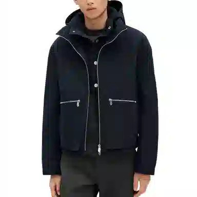 Hermes Detachable Hood Zip Jacket Navy