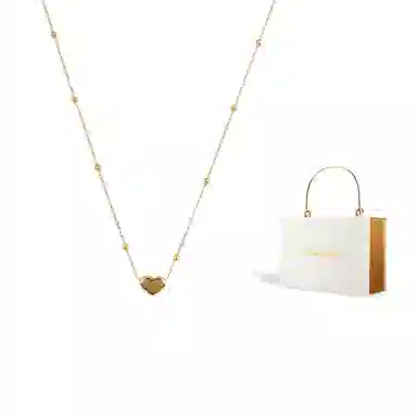 指尖瑰宝 气质珠子爱心吊坠 金色爱心 项链 女款 礼盒