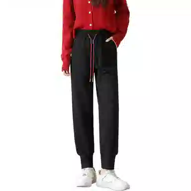 法文箱子 束脚系绳束脚休闲裤 女款 黑色