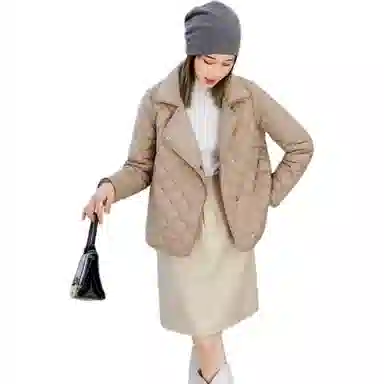 鸭鸭 纯色短款宽松立领长袖羽绒服 女款