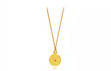 牧言 吉祥八宝罗盘 复古新中式简约小众设计高级感 光面立体镂空 花丝祥云圆牌编织绳毛衣链 合金 项链 女款