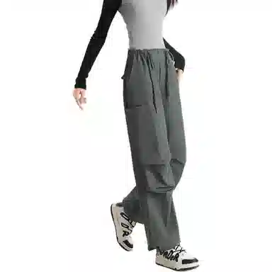 法文箱子 简约中腰宽松舒适工装裤 女款