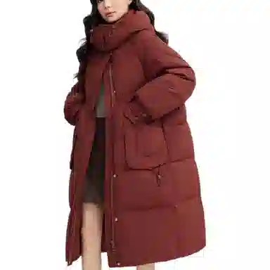 鸭鸭 加厚宽松纯色羽绒服 女款