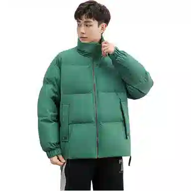 鸭鸭 纯色抗皱短款面包羽绒服 男款