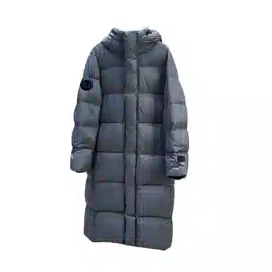鸭鸭 连帽过膝保暖长款羽绒服 男女同款