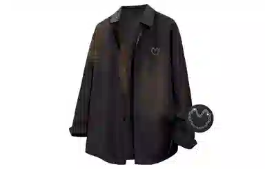 王者荣耀 烫钻高街美式纯色翻领基础款宽松舒适青少年高颜值休闲百搭时尚长袖衬衫 梦奇款 男女同款