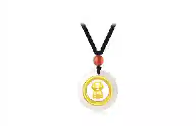 百利金 十二生肖时来运转 大气轻奢创意设计 国潮新中式复古金镶玉平安扣锁骨链 足金 项链 男女同款情侣款