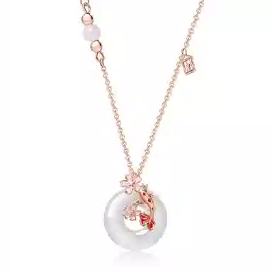 【桃运锦鲤】 印象眸 新中式小众设计精致时尚高级感桃花平安扣福气满满前程似锦#好运 玉髓 项链 女款