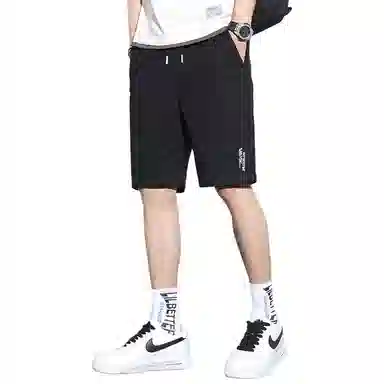 羽浅 时尚舒适宽松中裤外穿五分直筒休闲短裤 男款