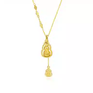 【S925 葫芦相伴财运不断 】 七好美银 好运福禄双全新中式平安喜乐招财转运闪耀镂空可旋转轻奢显白贵气锁骨链 银 项链 女款