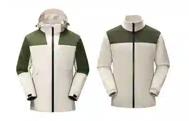 户外防雨可拆卸抓绒内胆三合一小众高级感咖色美式复古连帽宽松外套  防水防风保暖冲锋衣 男女同款