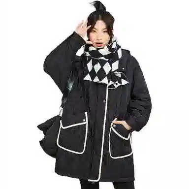 木果果木 宽松连帽中长款舒适长袖棉服 女款