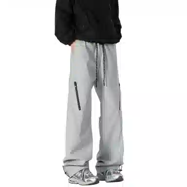 王者荣耀 美式高街拼接裤脚束带长裤宽松舒适透气户外徒步登山运动百搭时尚直筒休闲裤 标语款 男女同款