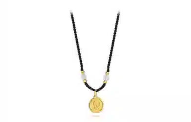 牧言 国潮复古新中式简约小众设计高级感 呆萌可爱萌趣十二生肖蛇弯月星星如意幸运小蛇编织黑绳锁骨链#好运 合金 月亮蛇项链 女款