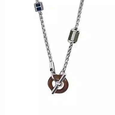 Hermes Logo Palladium Necklace