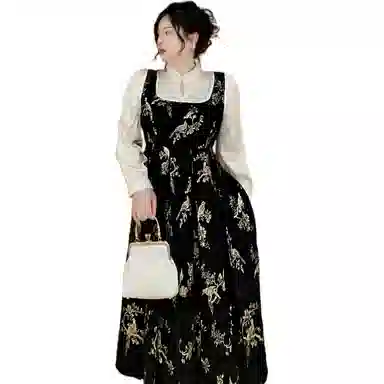 哒头下雨不愁 新中式时尚设计假两件旗袍长袖连衣裙 女款