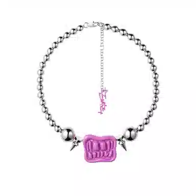 EVAE+MOB Candy Skull Necklace Pink Teeth