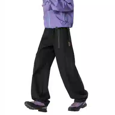 王者荣耀 美式复古拼接个性系带长裤宽松舒适透气户外徒步爬山运动时尚百搭直筒休闲裤 标语款 男女同款