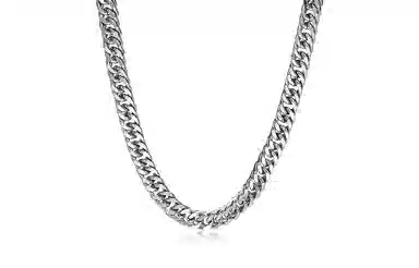 恋朵 潮流男士项链 时尚个性钛钢项链磨链古巴链潮酷高级感双织链素链无吊坠毛衣链配饰 男款 钢色 #自由古巴#