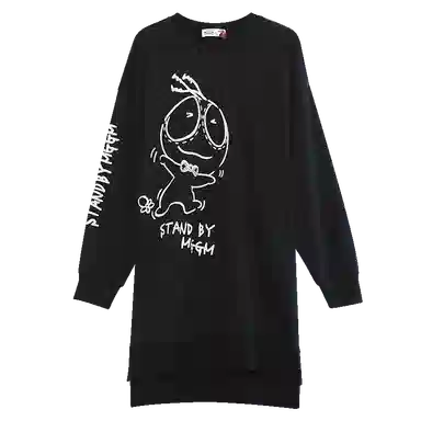 木果果木 不规则开叉设计印花圆领长袖连衣裙 女款