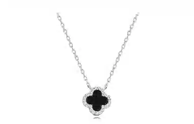 牧言 气质简约小众设计高级感 光面璀璨多色四叶草日常百搭锁骨链 合金 幸运草项链 女款