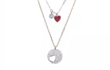 Swarovski Heart Necklace Set Red
