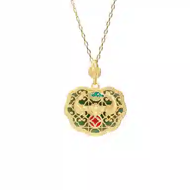 彤彤兔 国风珐琅福星高照平安锁复古 铜 项链 女款