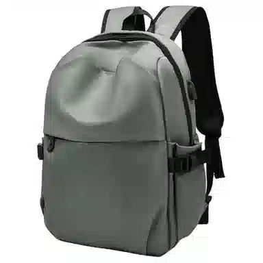 老人头 潮流简约高级感大容量百搭 织物 双肩包 常规 男款 黑色/灰色