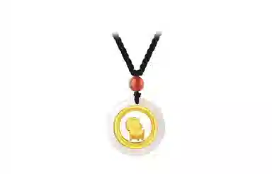 百利金 十二生肖时来运转 大气轻奢创意设计 国潮新中式复古金镶玉平安扣锁骨链 足金 项链 男女同款情侣款