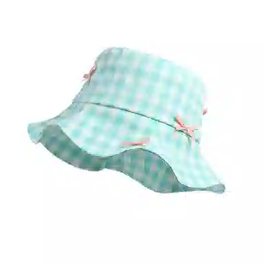 艾佳微 夏季格纹甜美蝴蝶结简约韩版时尚百搭遮阳防晒盆帽小清新高级感大帽檐#好运 涤纶 渔夫帽 男女同款情侣款