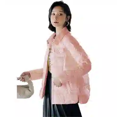 鸭鸭 轻薄保暖翻领纯色羽绒服 女款