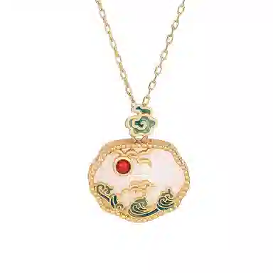 彤彤兔 国潮珐琅工艺如意平安锁挂坠中式复古风宫廷饰品 铜 项链 女款