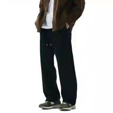 帝狼牛 美式潮牌宽松直筒简约百搭压褶设计感针织运动休闲裤 男女同款