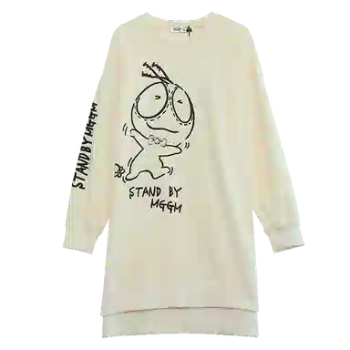 木果果木 不规则开叉设计印花圆领长袖连衣裙 女款