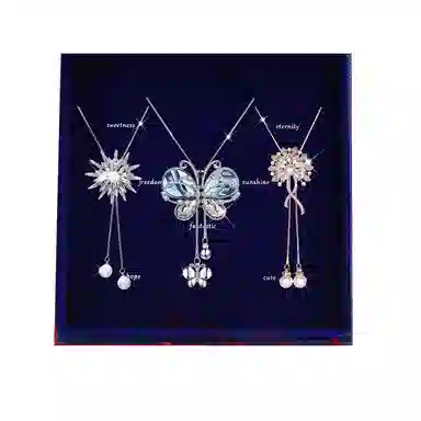 缔晶 优雅时尚长款蝴蝶礼盒 奢华精致毛衣外套配饰套装 合金 项链 女款