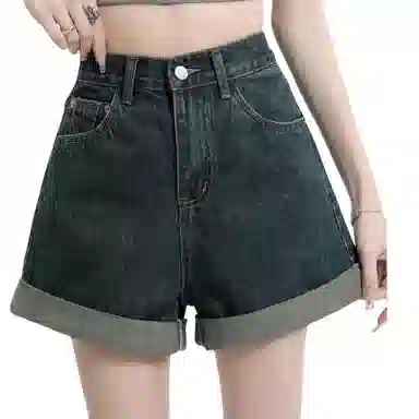 北极绒 简约舒适百搭高腰时尚牛仔短裤 女款