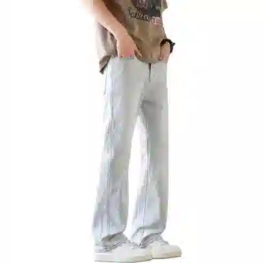 瑞梵帝斯 美式微喇潮牌宽松直筒复古阔腿休闲牛仔裤 男款