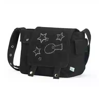 VANWALK Pingu Messenger Bag Large Denim Blue Classic Black