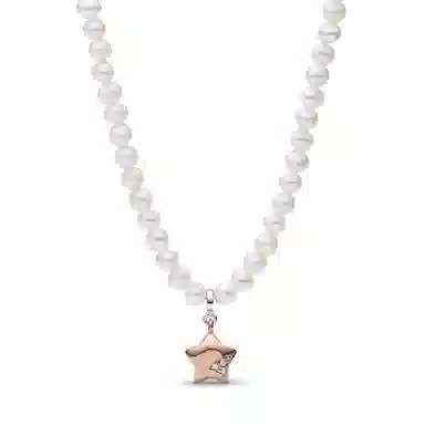 Pandora Star Pearl Necklace Rose Gold