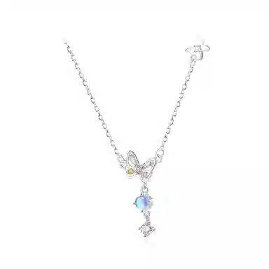 【S999纯银】 佐卡伊 仙彩蝴蝶 轻奢高级感幻彩闪耀流苏 多巴胺仙蝶小众设计精致百搭#好运 足银 琉璃 项链 女款