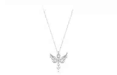 牧言 冷淡风气质简约小众设计高级感 光面立体闪耀镂空水滴蝴蝶流苏锁骨链 合金 蝶恋之翼项链 女款