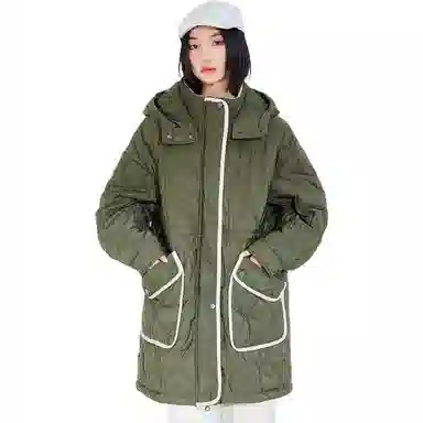 木果果木 宽松连帽中长款舒适长袖棉服 女款