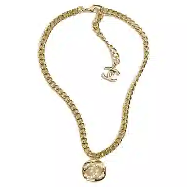 CHANEL Double C Pendant Necklace Gold