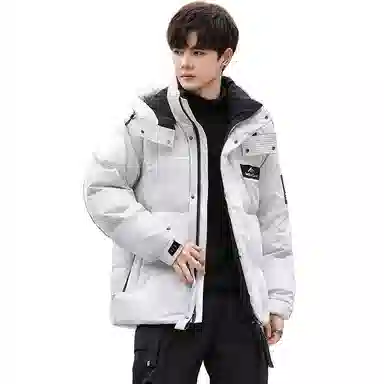 鸭鸭 山系户外极寒面包中青年时尚韩版休闲百搭短款连帽加厚保暖羽绒服 男女同款