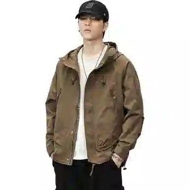 男生美式潮牌三防宽松舒适登山运动连帽时尚百搭软壳  防水防风保暖冲锋衣 男女同款