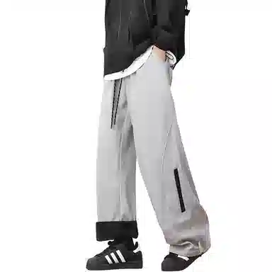 双星八特 美式城市机能风侧边拉链高街设计款户外通勤长裤垂感百搭宽松直筒工装休闲裤 男女同款