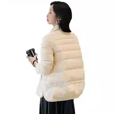 鸭鸭 轻薄保暖翻领纯色羽绒服 女款