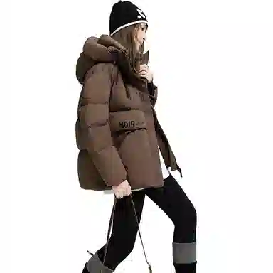 鸭鸭 保暖加厚连帽宽松中长款休闲长袖羽绒服 女款